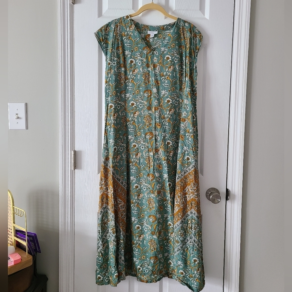 J.Jill Pure Jill Placed Border Maxi Dress - Picture 1 of 3